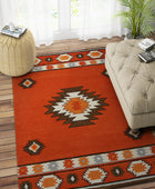 RUST AZTEC HAND TUFTED CARPET