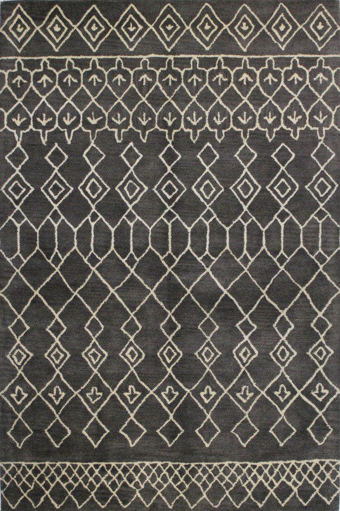 CHARCOAL IVORY TRIBAL HAND TUFTED CARPET