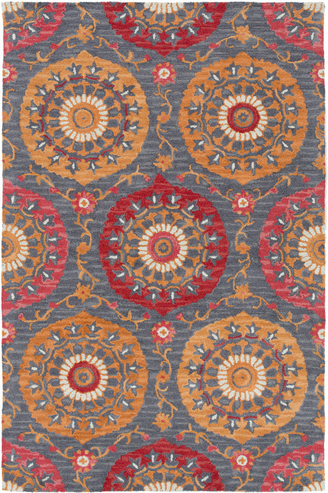 GREY MULTICOLOR FLORAL HAND TUFTED CARPET