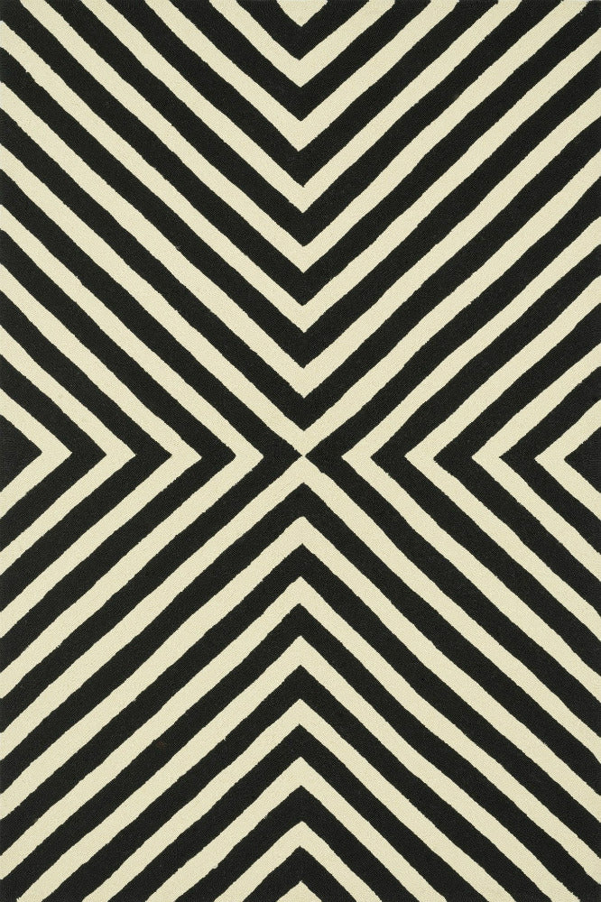 BLACK AND IVORY GEOMETRIC HAND TUFTED CARPET