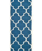 BLUE AND WHITE MOROCCAN HAND TUFTED RUNNER CARPET