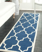 BLUE AND WHITE MOROCCAN HAND TUFTED RUNNER CARPET