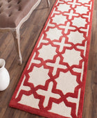 RED AND WHITE MOROCCAN HAND TUFTED RUNNER CARPET