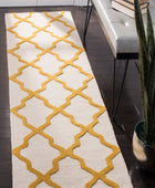 YELLOW AND IVORY MOROCCAN HAND TUFTED RUNNER CARPET