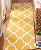 YELLOW AND IVORY MOROCCAN HAND TUFTED RUNNER CARPET