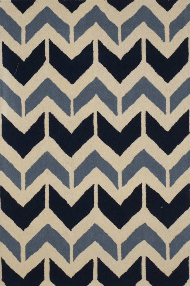 BLUE ZIG ZAG HAND TUFTED CARPET