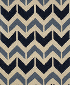 BLUE ZIG ZAG HAND TUFTED CARPET