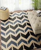 BLUE ZIG ZAG HAND TUFTED CARPET