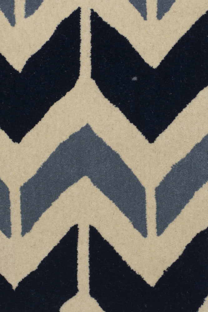 BLUE ZIG ZAG HAND TUFTED CARPET