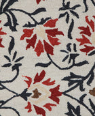 BEIGE RED FLORAL HAND TUFTED CARPET