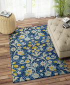 BLUE FLORAL HAND TUFTED CARPET