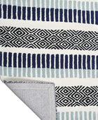 IVORY AND BLUE STRIPES HAND TUFTED CARPET