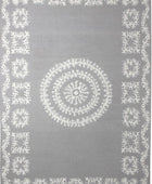 GREY AND WHITE FLORAL HAND TUFTED CARPET