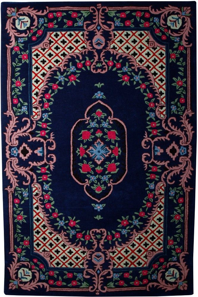 BLUE MULTICOLOR MEDALLION HAND TUFTED CARPET - Imperial Knots