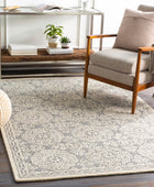 IVORY AND GREY TRADITIONAL HAND TUFTED CARPET