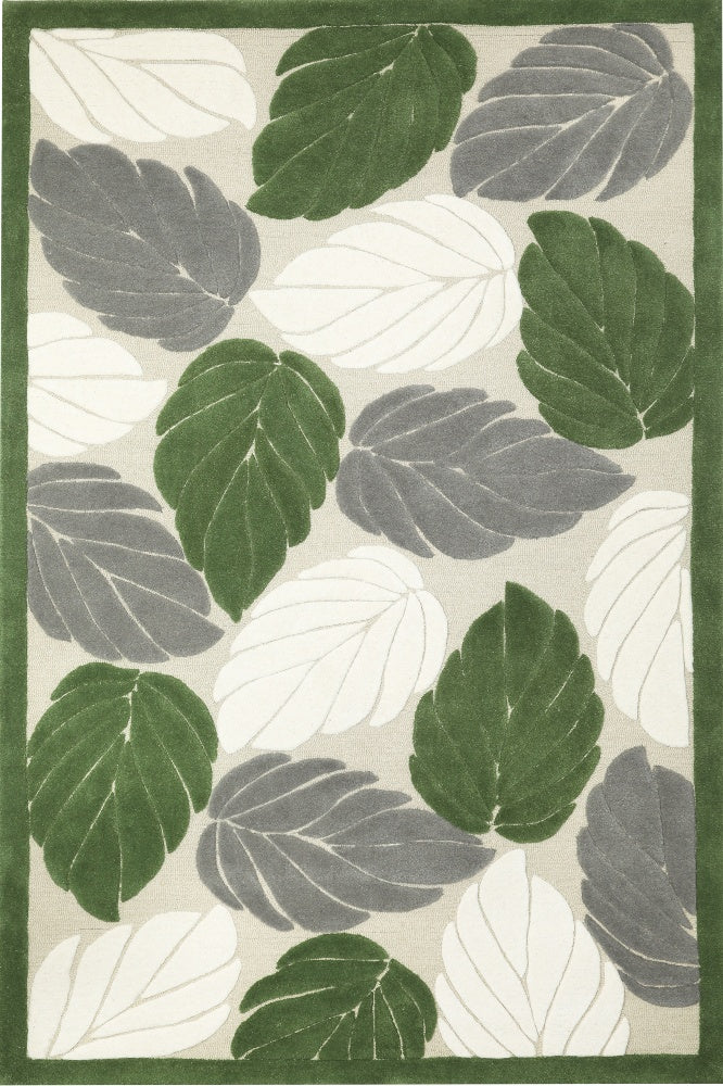 GREEN IVORY FLORAL HAND TUFTED CARPET