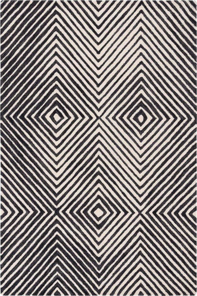 BLACK AND WHITE GEOMETRIC HAND TUFTED CARPET