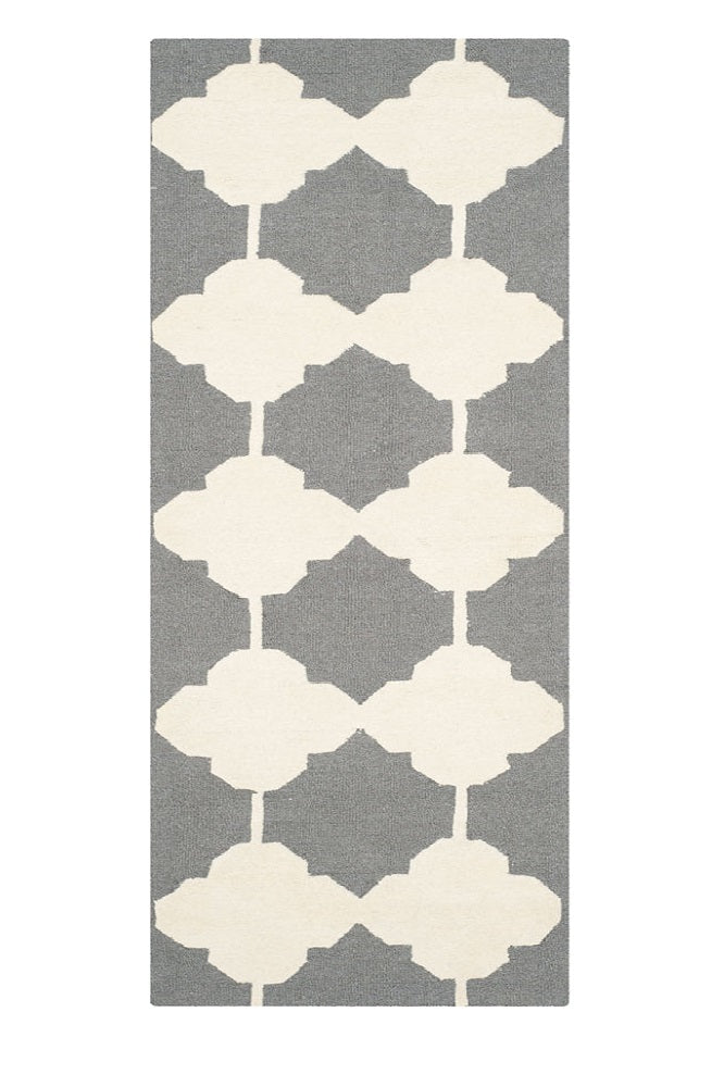 GREY IVORY MOROCCAN HAND TUFTED RUNNER CARPET