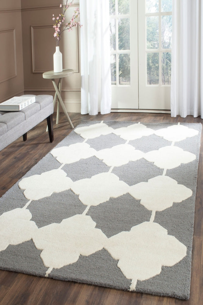 GREY IVORY MOROCCAN HAND TUFTED CARPET