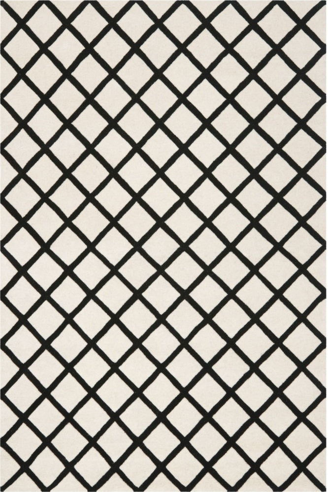 IVORY AND BLACK GEOMETRIC HAND TUFTED CARPET