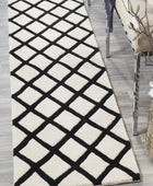 IVORY AND BLACK GEOMETRIC HAND TUFTED CARPET