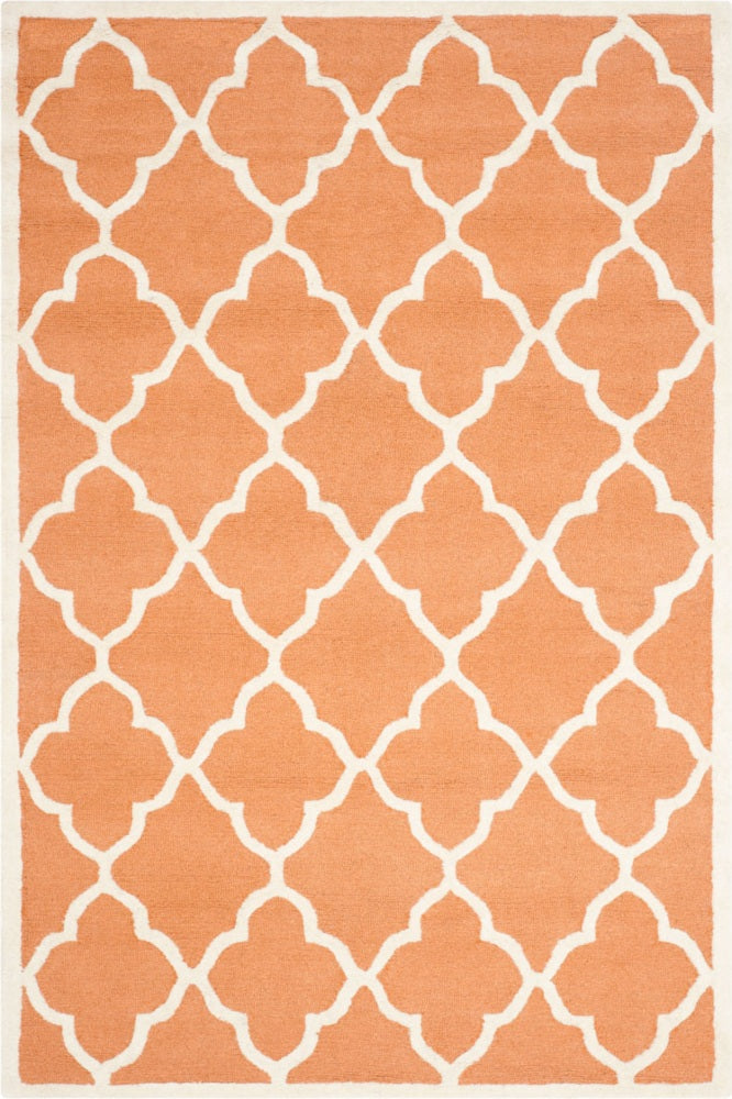 ORANGE AND IVORY MOROCCAN HAND TUFTED CARPET