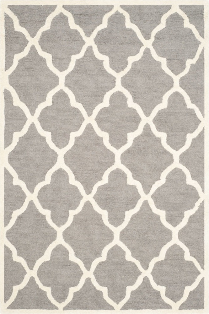 GREY AND IVORY MOROCCAN HAND TUFTED CARPET