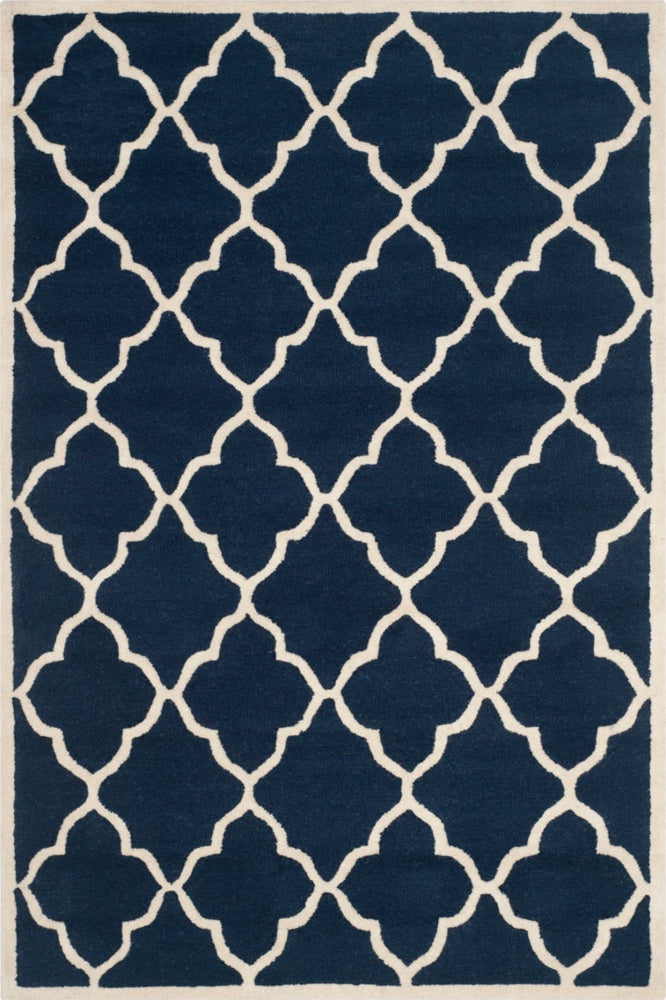 BLUE AND IVORY MOROCCAN HAND TUFTED CARPET