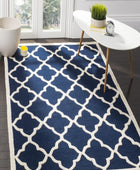 BLUE AND IVORY MOROCCAN HAND TUFTED CARPET