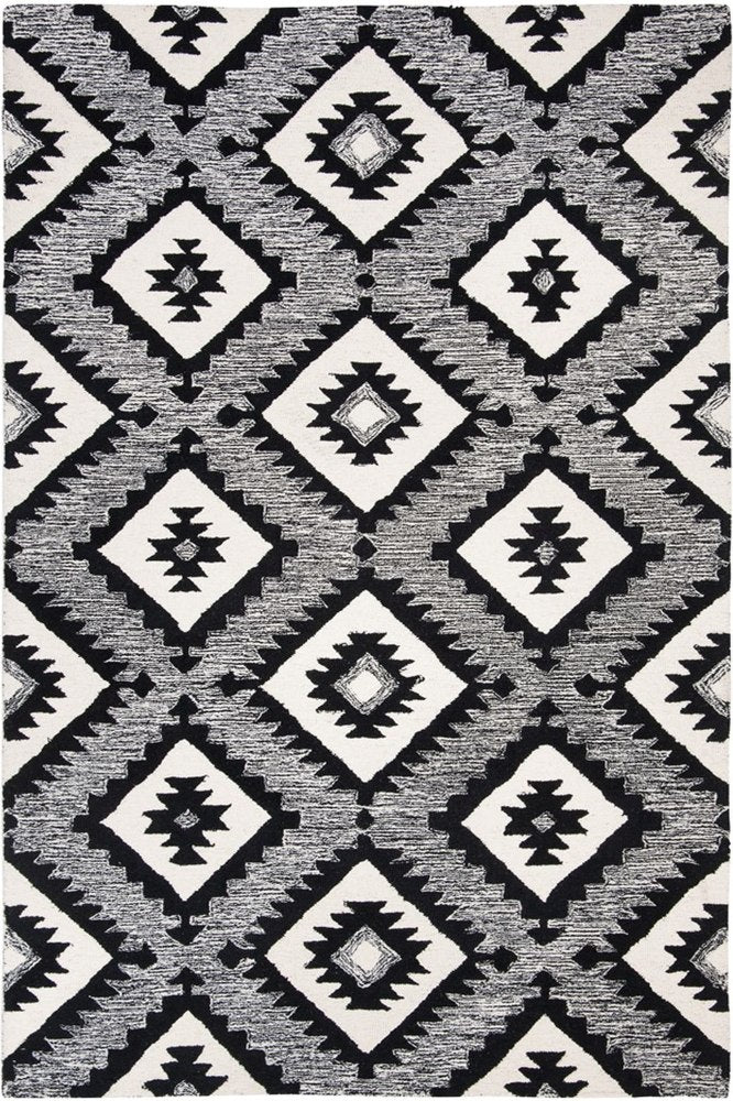 BLACK AND WHITE KILIM HAND TUFTED CARPET