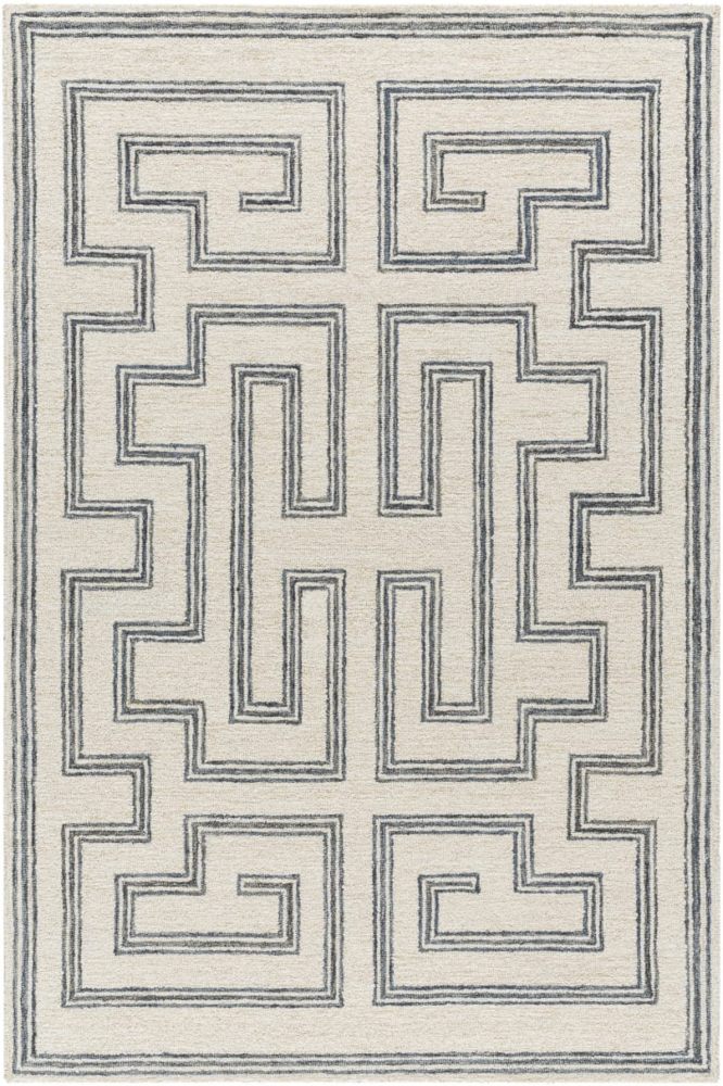 GREY AND IVORY GEOMETRIC HAND TUFTED CARPET