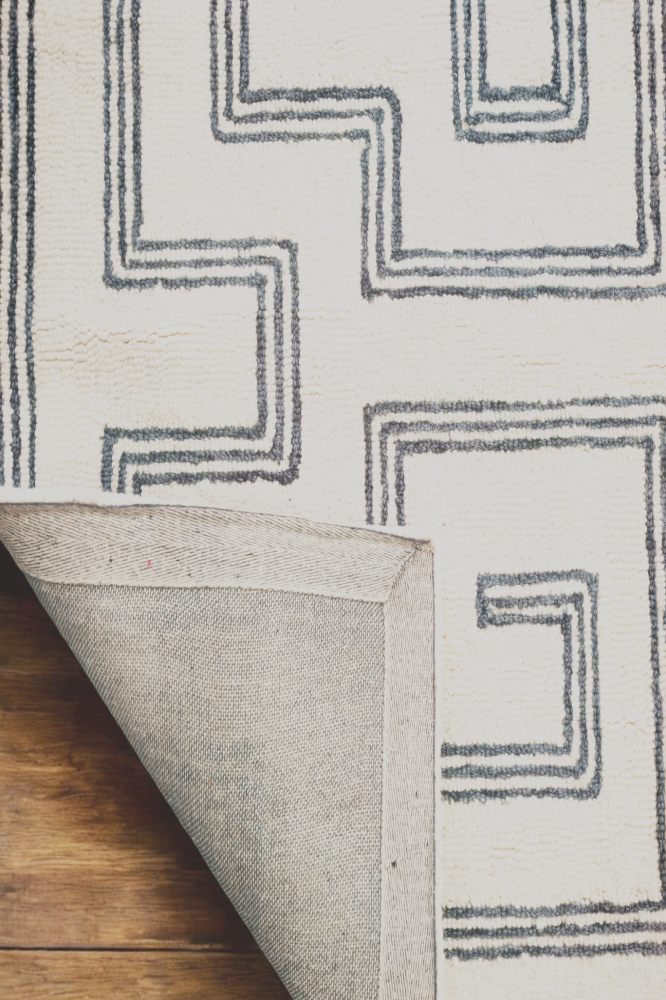 GREY AND IVORY GEOMETRIC HAND TUFTED CARPET