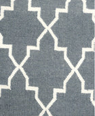 GREY AND IVORY MOROCCAN HAND WOVEN DHURRIE