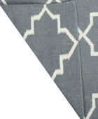 GREY AND IVORY MOROCCAN HAND WOVEN DHURRIE