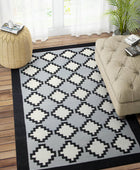 GREY AND BLACK AZTEC HAND WOVEN KILIM DHURRIE