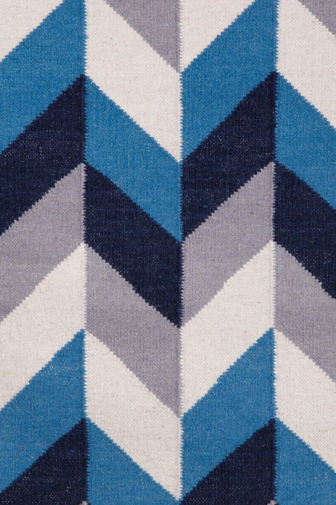 MULTICOLOR BLUE KILIM HAND WOVEN DHURRIE