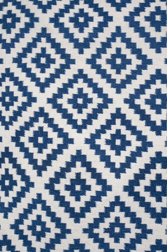 NAVY BLUE IVORY PIXEL KILIM HAND WOVEN DHURRIE