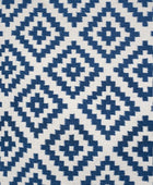 NAVY BLUE IVORY PIXEL KILIM HAND WOVEN DHURRIE