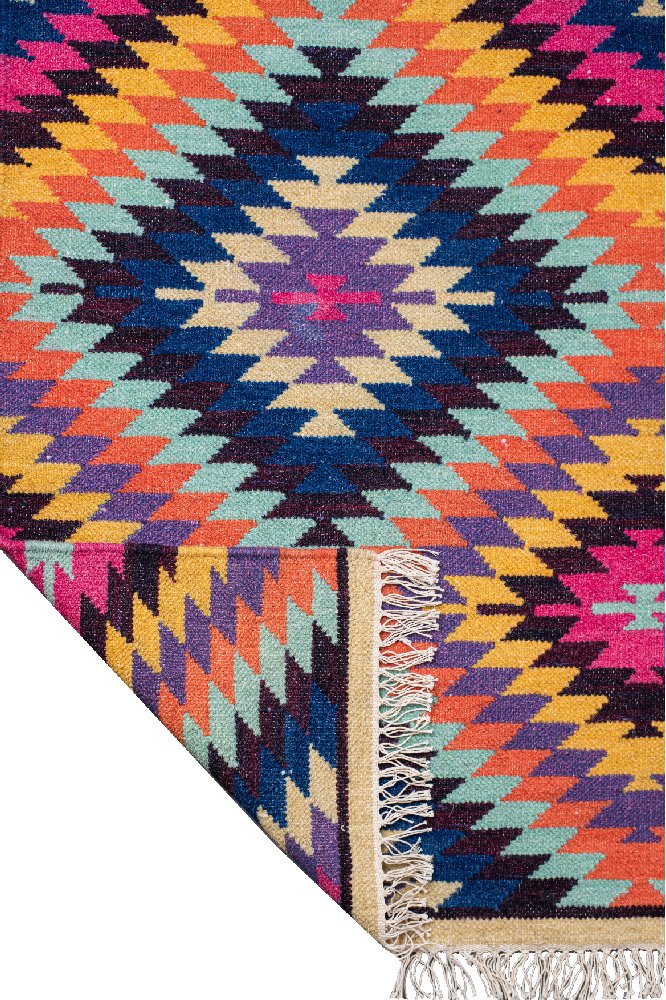 MULTICOLOR AZTEC KILIM HAND WOVEN DHURRIE