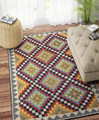 MULTICOLOR PIXEL KILIM HAND WOVEN DHURRIE