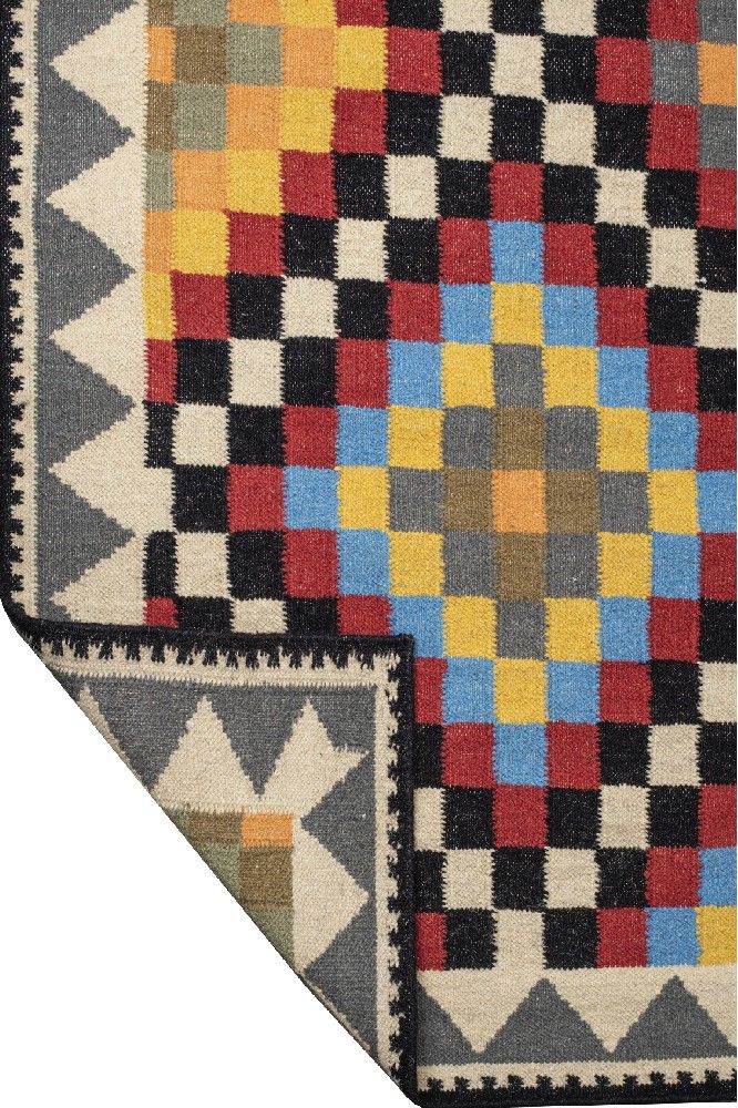 MULTICOLOR PIXEL KILIM HAND WOVEN DHURRIE