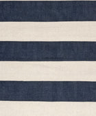 BLUE AND IVORY STRIPES HAND WOVEN DHURRIE