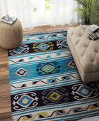 BLUE GREY KILIM HAND WOVEN DHURRIE