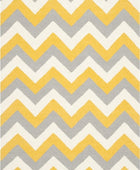 YELLOW AND GREY CHEVRON HAND WOVEN DHURRIE