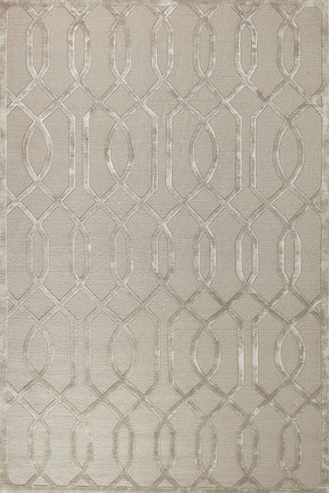 GREY GEOMETRIC HAND KNOTTED CARPET