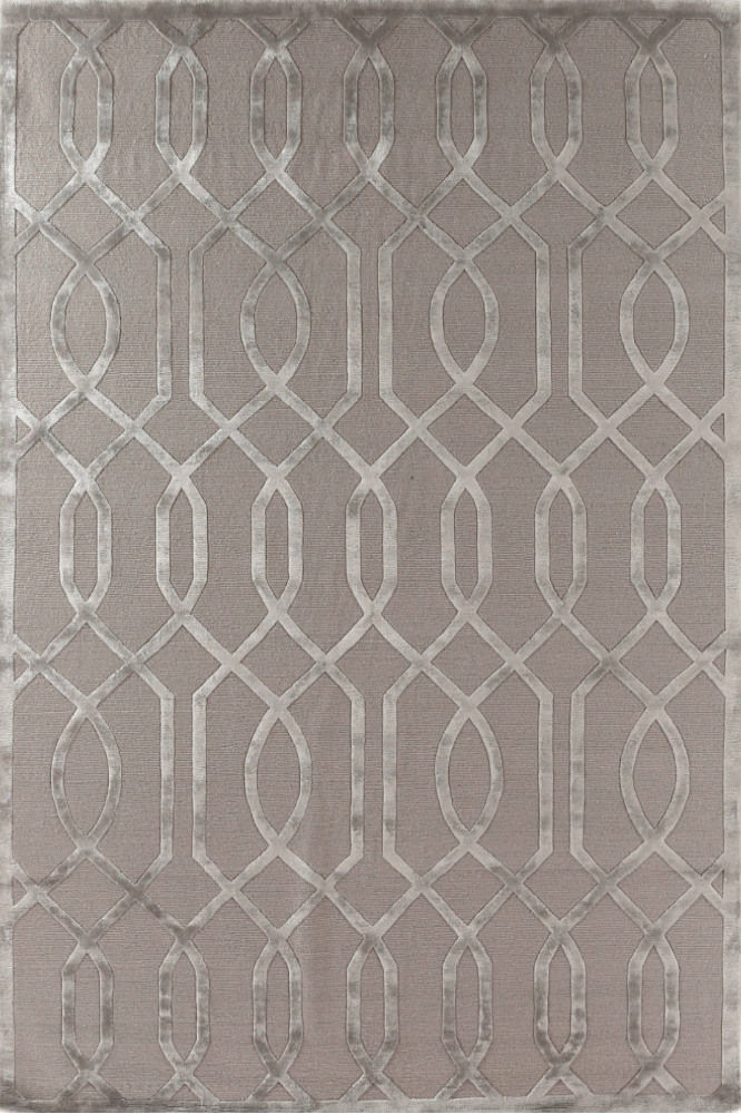 GREY GEOMETRIC HAND KNOTTED CARPET