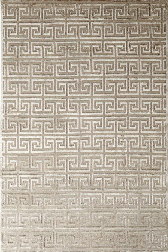 GREY GEOMETRIC HAND KNOTTED CARPET