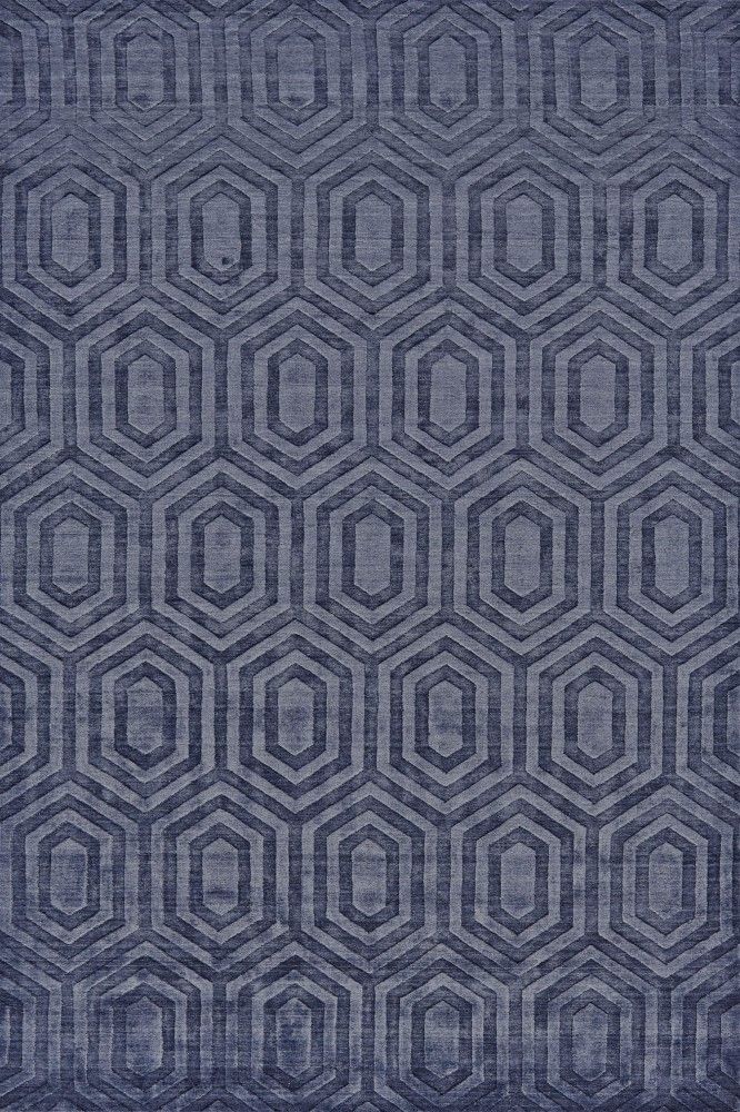 BLUE GEOMETRIC HAND KNOTTED CARPET