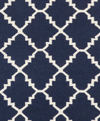 BLUE AND IVORY MOROCCAN HAND WOVEN DHURRIE