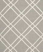 GREY AND WHITE GEOMETRIC HAND WOVEN DHURRIE